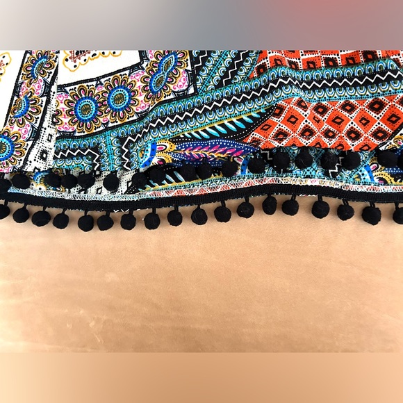 Sisters of the Tribe Petite Swing Boho Dress OR Tunic with Pom Pom Hem - Picture 7 of 11